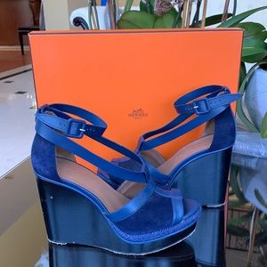 Hermès Ibiza Wedge in Marine Indigo